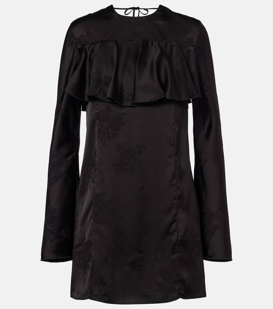 Ganni Open-back Ruffled Minidress In Black