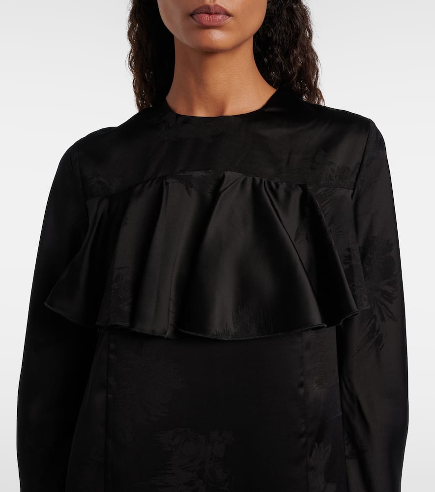 Ganni Open-back Ruffled Minidress In Black