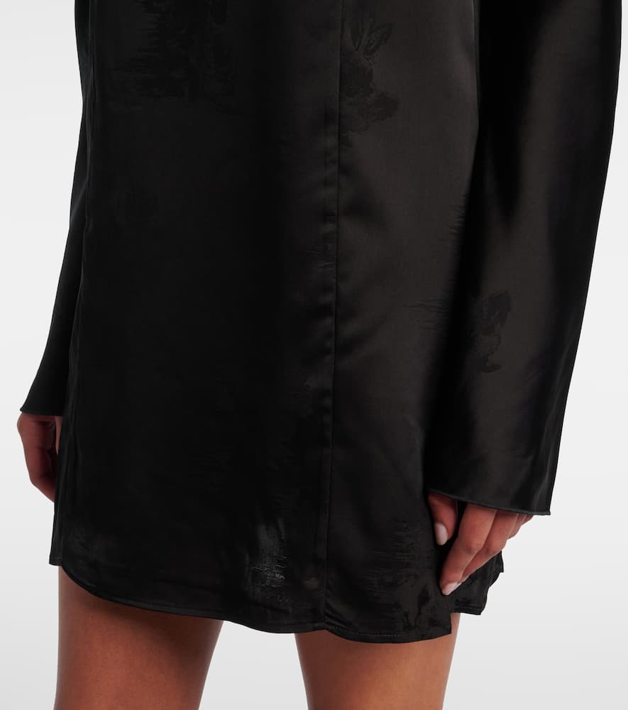 Ganni Open-back Ruffled Minidress In Black