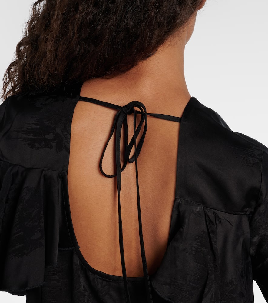 Ganni Open-back Ruffled Minidress In Black