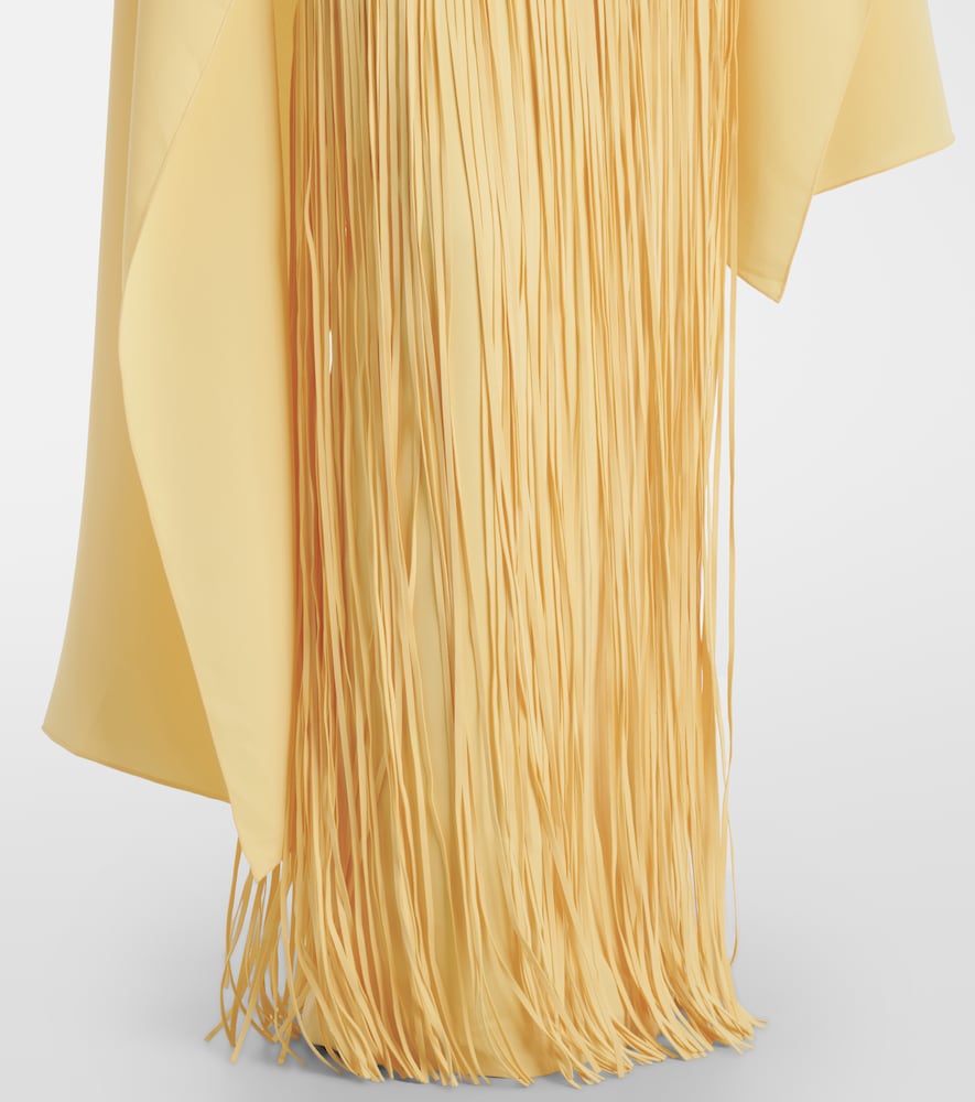  Marmar Halim Marmar Halim Giselle Fringed Caped Crãªpe Gown 