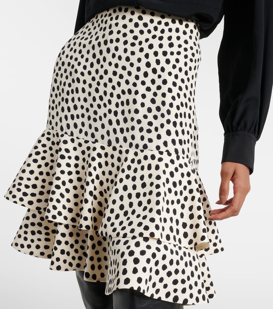 Chloé Polka-dot Tiered Silk Miniskirt In White
