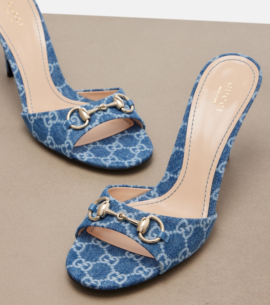  Gucci Gucci Horsebit Gg Denim Mules 