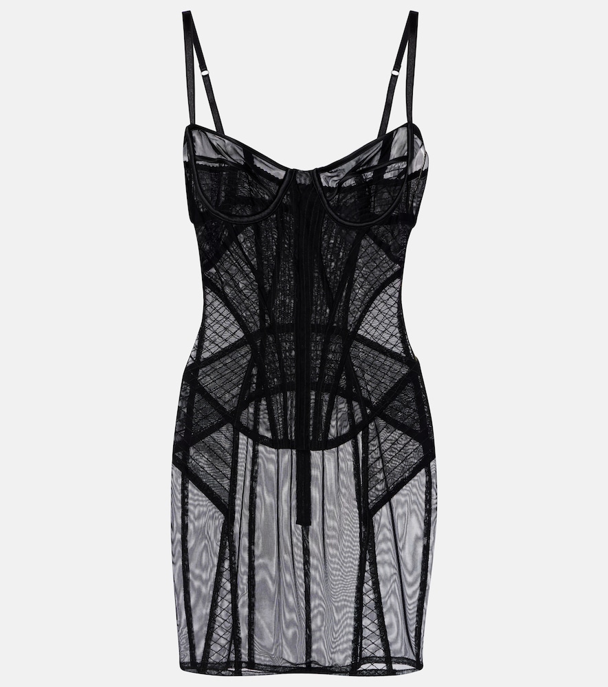 Dolce & Gabbana Ruched sheer tulle minidress
