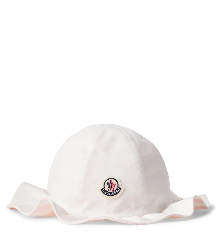 Moncler Enfant Baby logo ruffled cotton hat