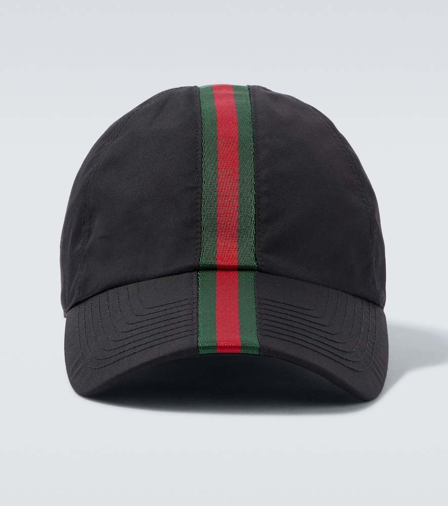 Gucci Uomo Cappello Da Baseball In Canvas Web Stripe Nero Medio- Mytheresa