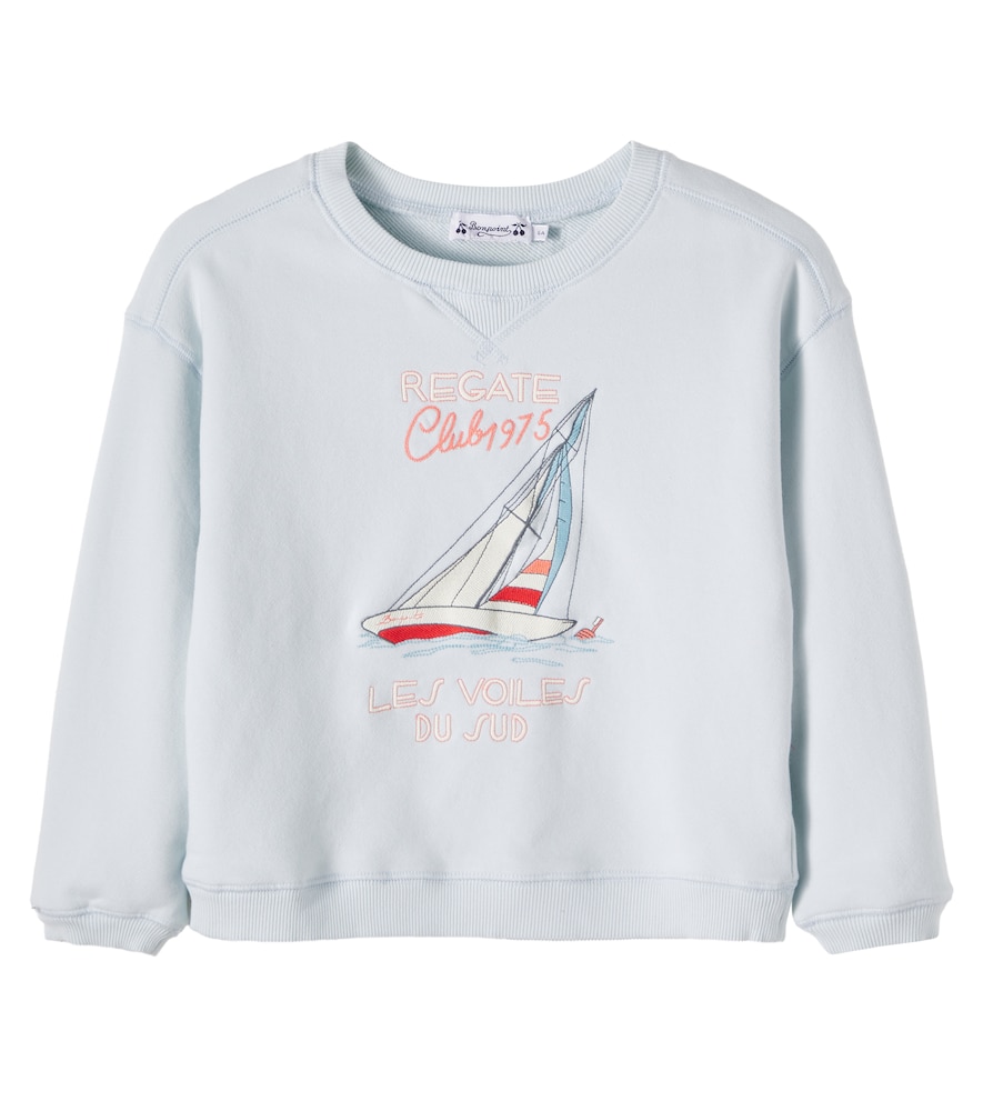 Bonpoint Blue Erol Embroidered Cotton Fleece Sweatshirt Y Size 6 - Mytheresa