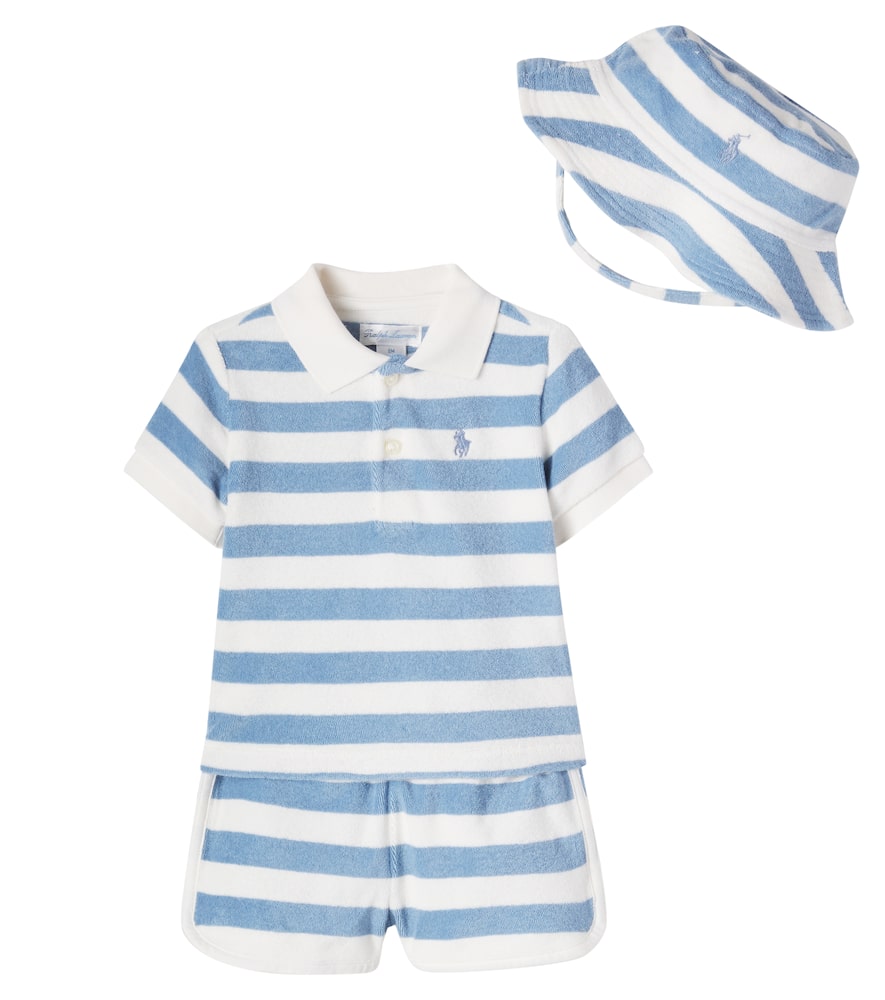 Polo Ralph Lauren Baby Cotton-blend Polo Shirt, Shorts, And Hat Set In Blue