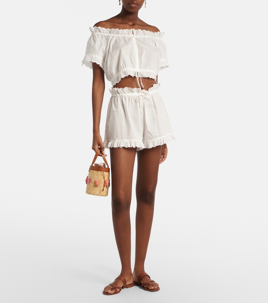  Poupette St Barth Poupette St Barth Cory Pointelle Cotton Shorts 
