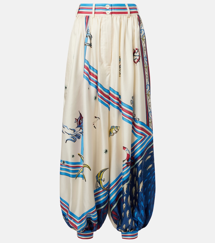Alémais Apollo Printed Cropped Silk Satin Balloon Pants by Alemais