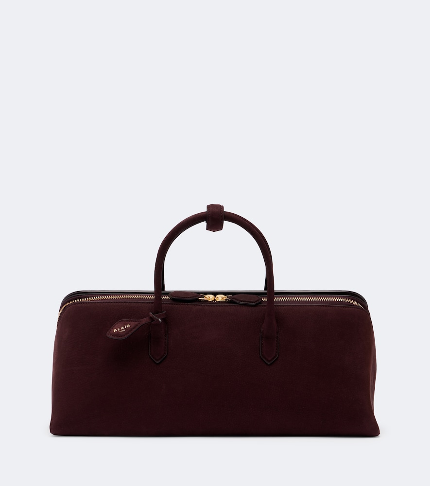Alaïa Alaia Delta Medium Suede Top Handle Bag In Burgunderrot