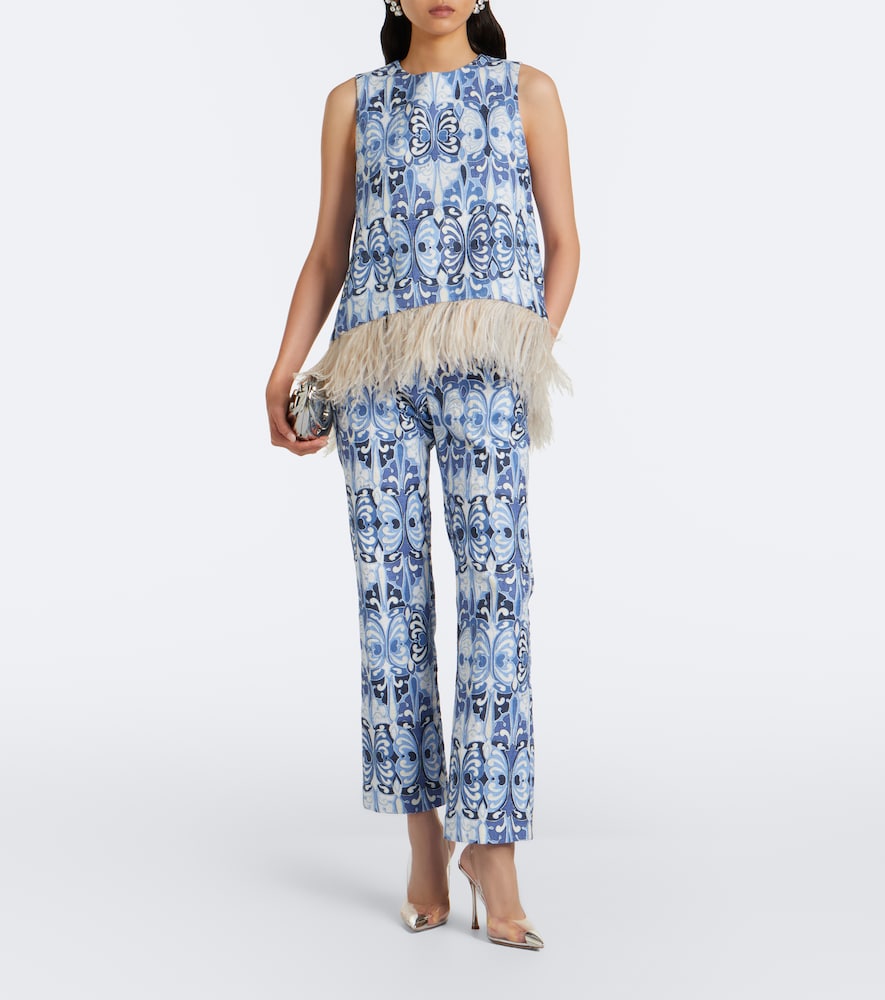 La Scala Feather-Trimmed Cotton Top