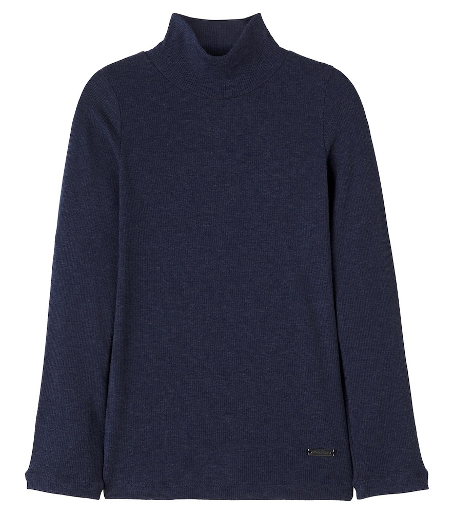 Top a collo alto in maglia a coste
