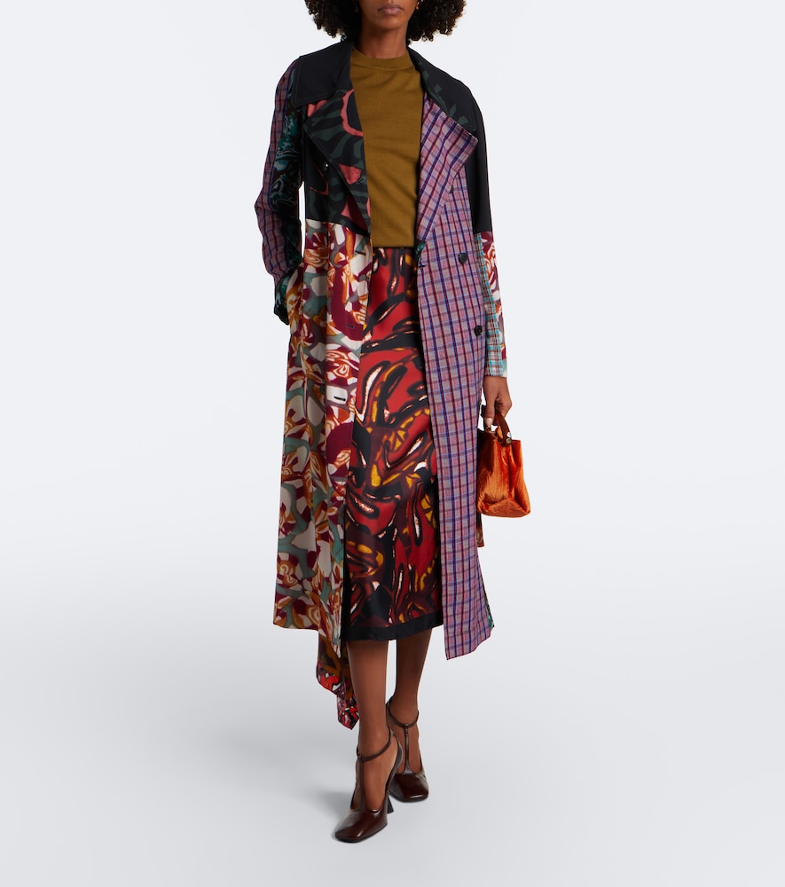Dries Van Noten Patchwork Printed Trench Coat In Multi