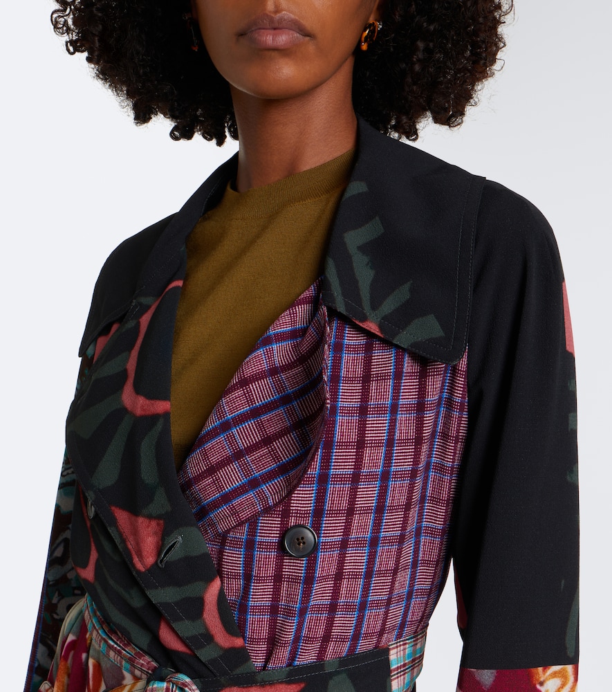 Dries Van Noten Patchwork Printed Trench Coat In Multi