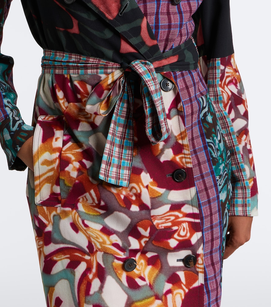 Dries Van Noten Patchwork Printed Trench Coat In Multi