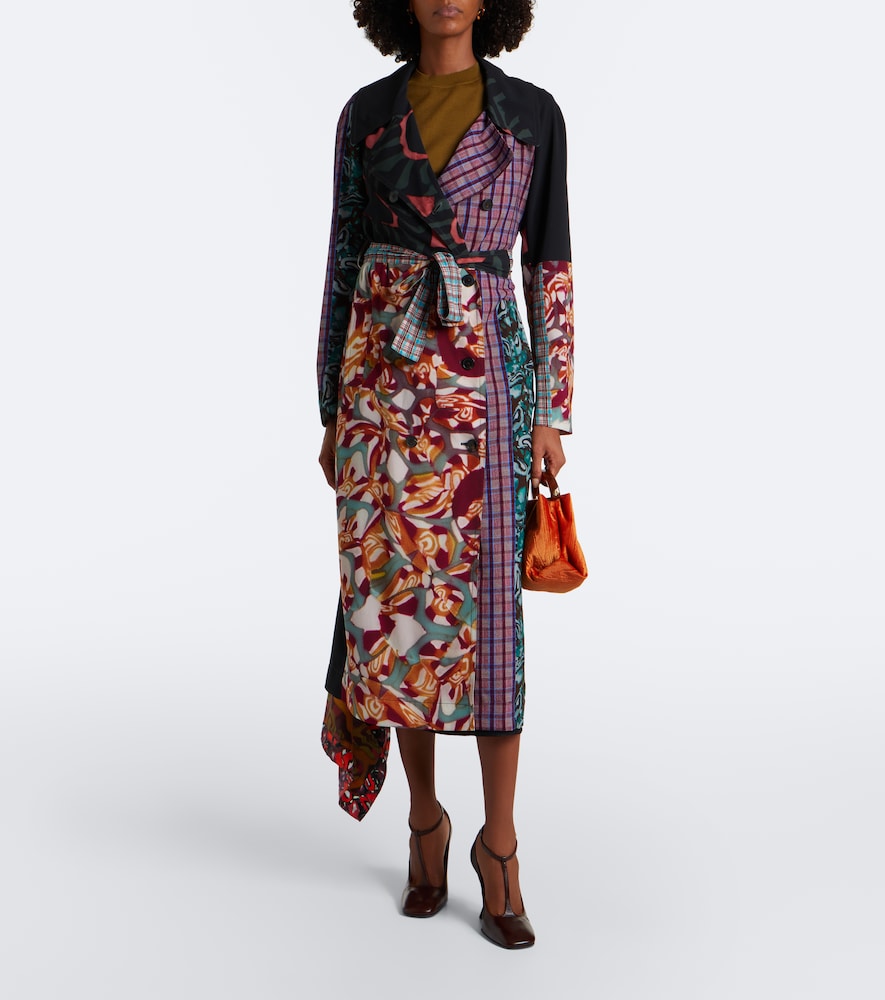 Dries Van Noten Patchwork Printed Trench Coat In Multi