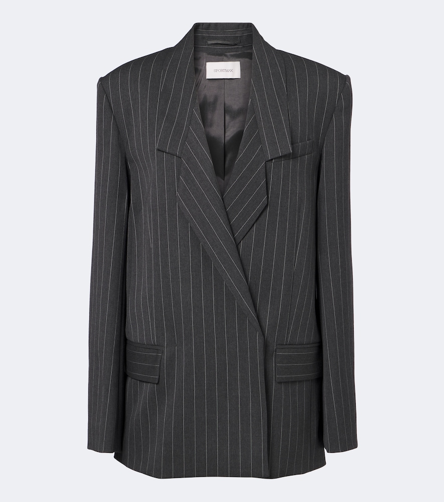 Blazer oversize in misto lana gessato