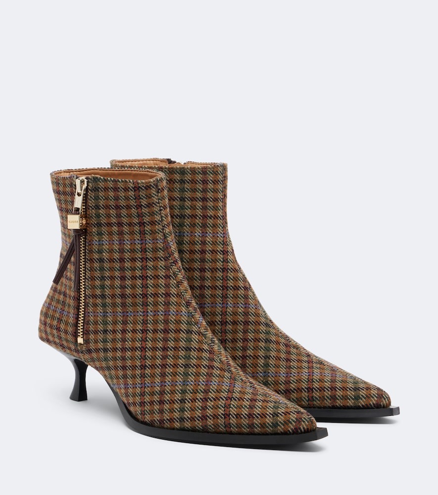 Ganni Anna Checked Ankle Boots In Multicoloured