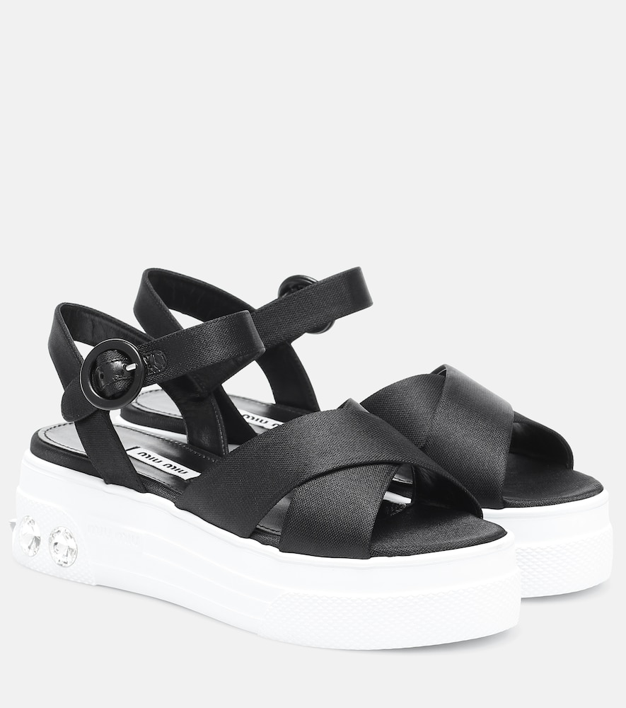 Miu Miu Women's Black Embellished Platform Sandals Uk Size 2