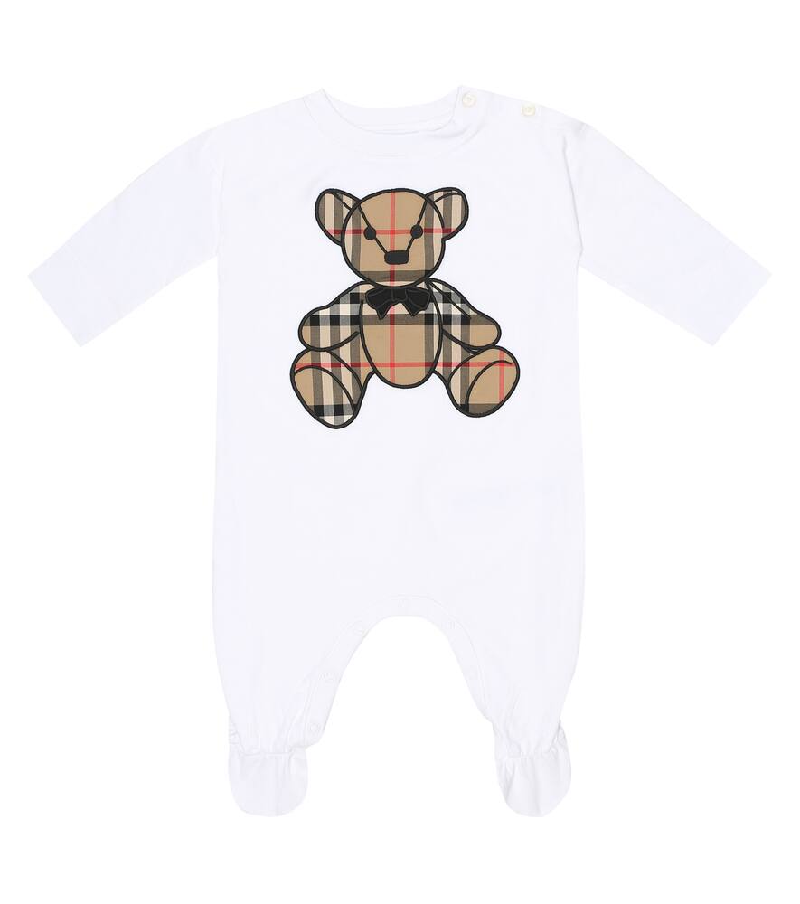 BURBERRY BABY THOMAS BEAR COTTON ONESIE,P00516105