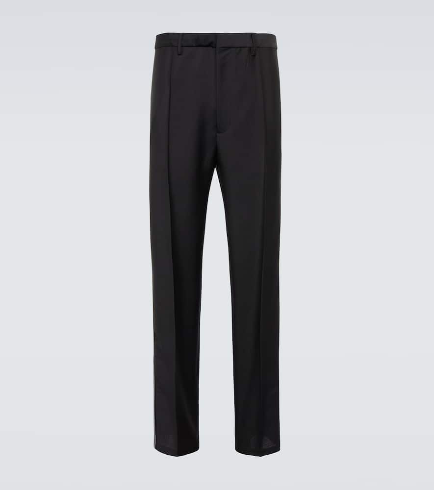 Prada Mohair And Wool Logo Pants In Nero
