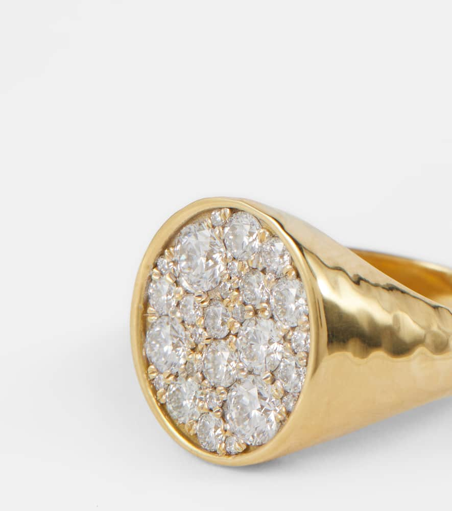 Shop Octavia Elizabeth Octavia Signet 18kt Gold Ring With Diamonds In Yellow Gold