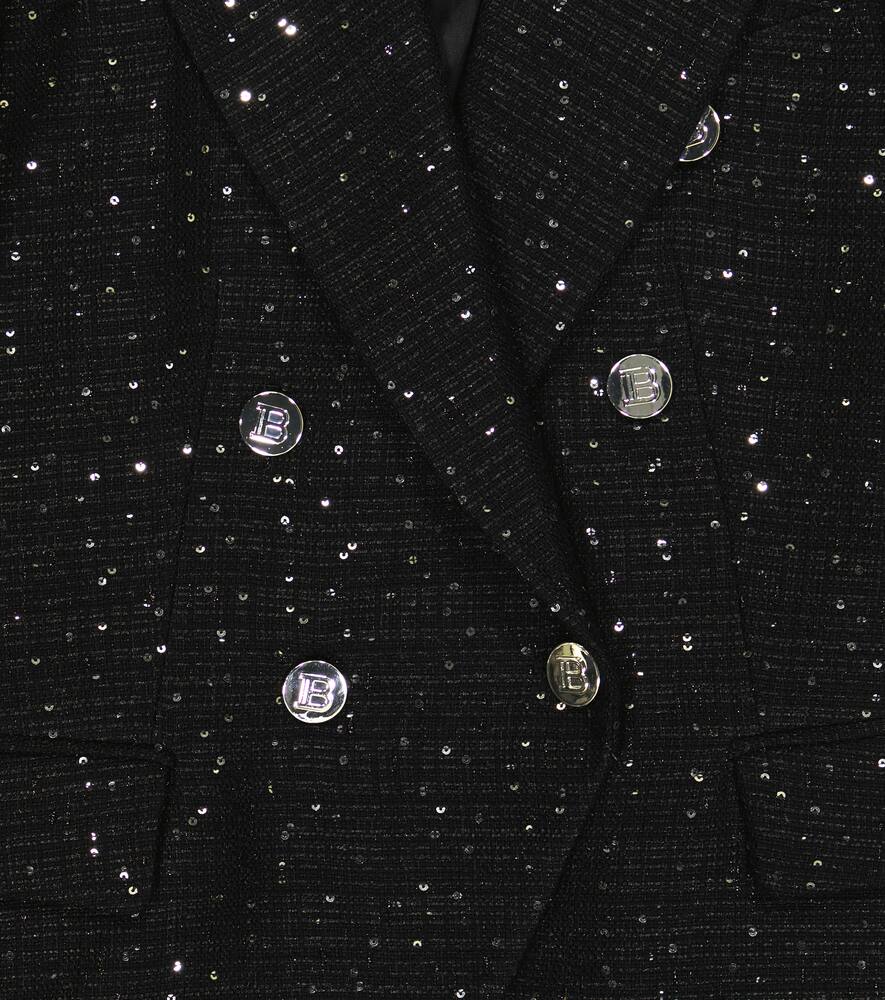 BALMAIN SEQUIN COTTON-LINEN BLEND BLAZER