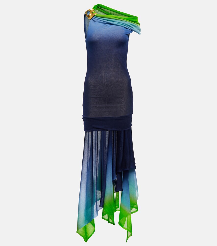 Ferragamo Ombre Asymmetric Maxi Dress In Bluelime | ModeSens Ferragamo Ombre Asymmetric Maxi Dress In Bluelime | ModeSens