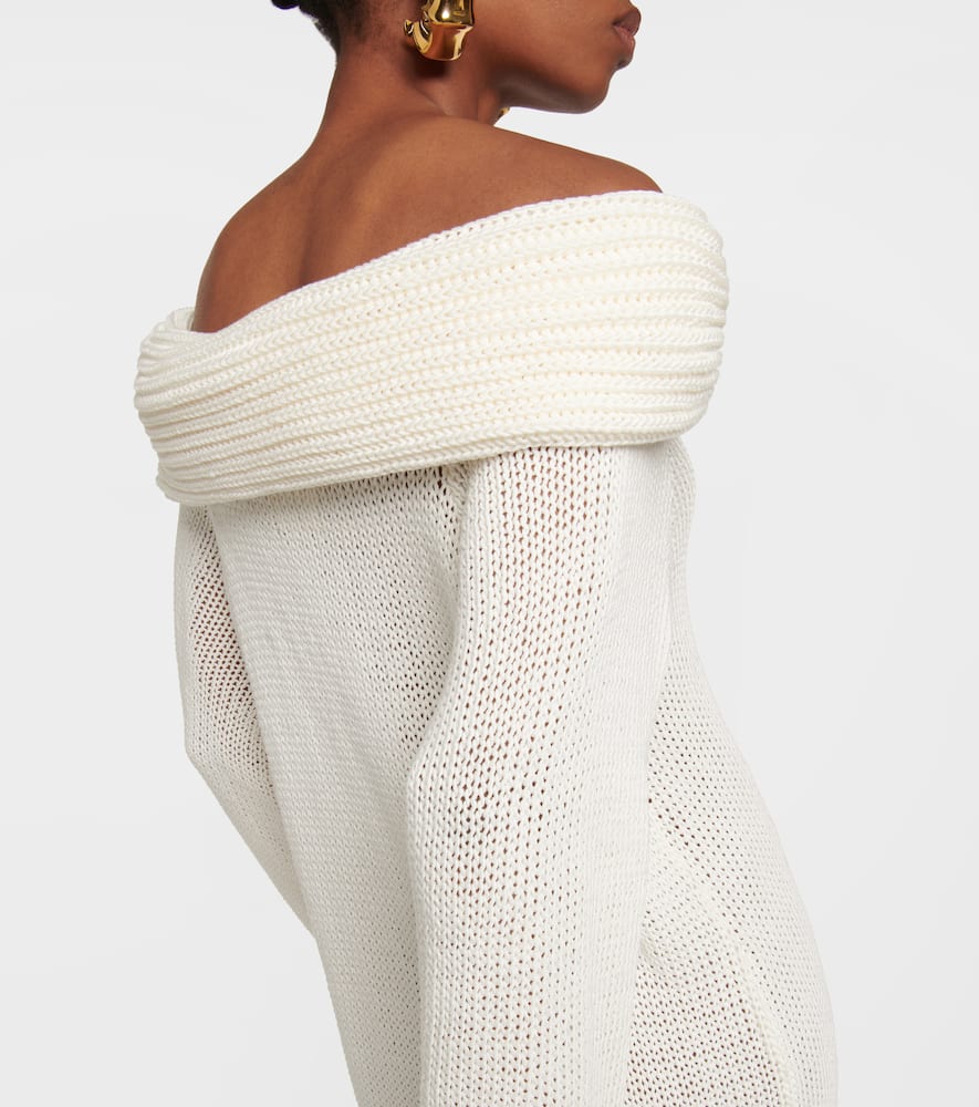 Khaite Cyra Knitted Cotton-blend Maxi Dress In Ivory