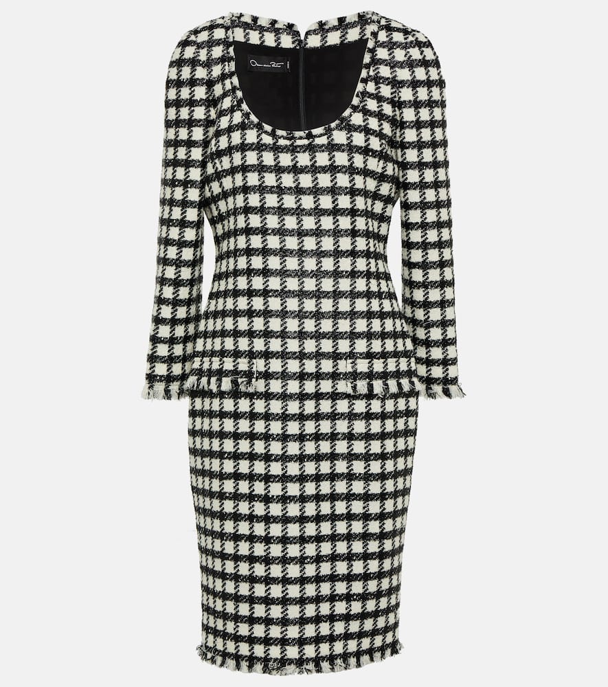 Wool-blend tweed midi dress