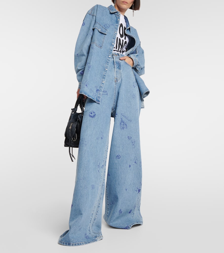 Shop Vetements Printed Denim Shirt In Blue