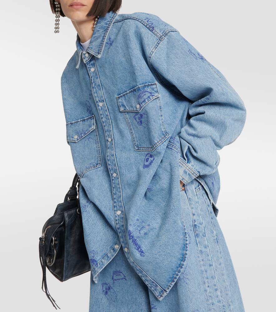 Shop Vetements Printed Denim Shirt In Blue