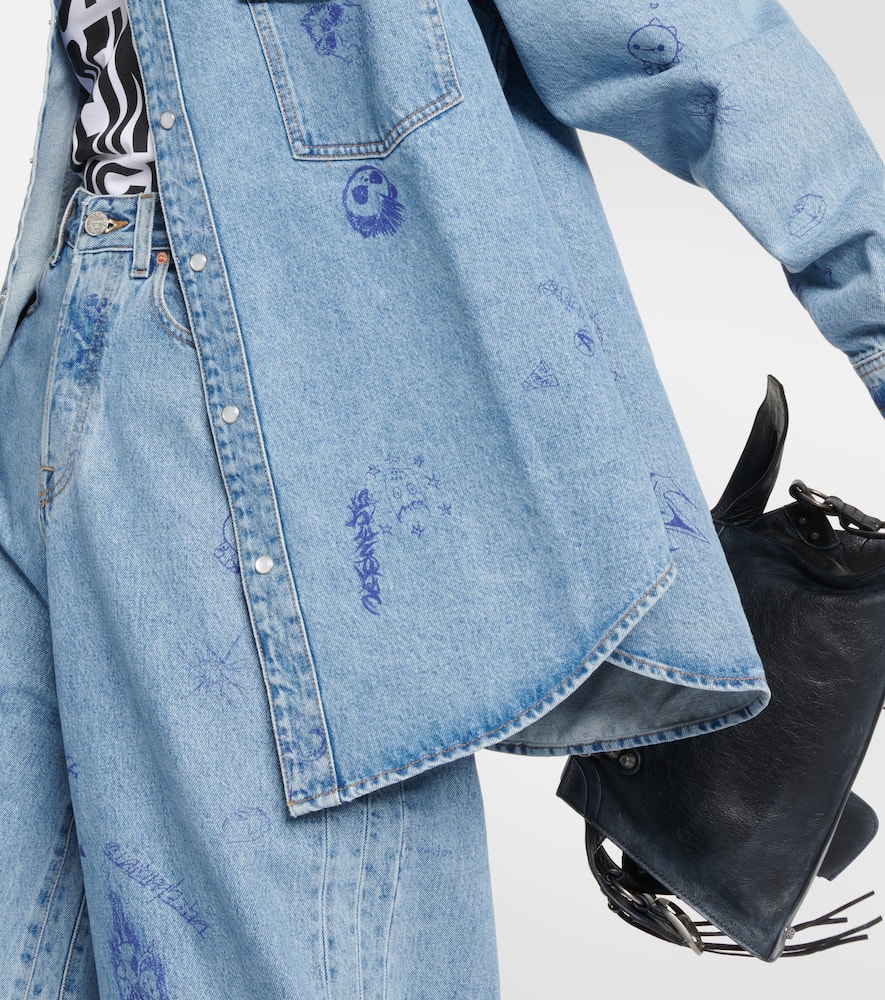 Shop Vetements Printed Denim Shirt In Blue