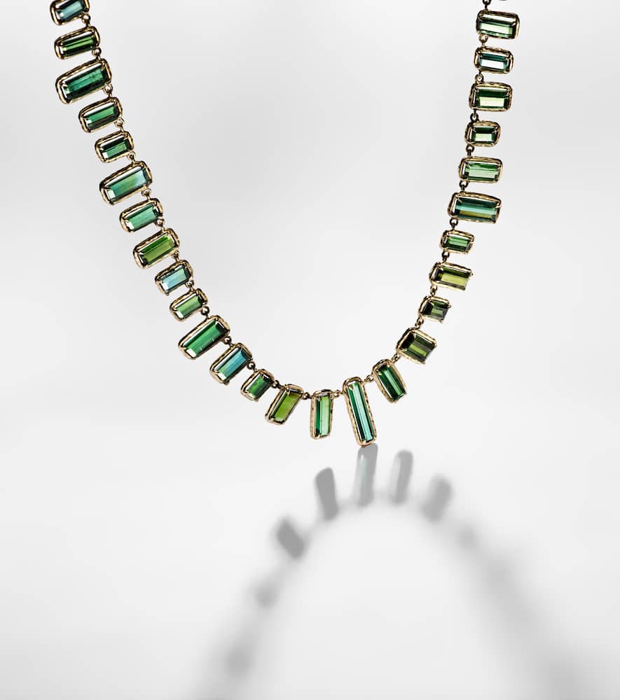 Octavia Elizabeth Bermuda Botany Eternity 18kt Gold Necklace With Tourmalines In Multicoloured