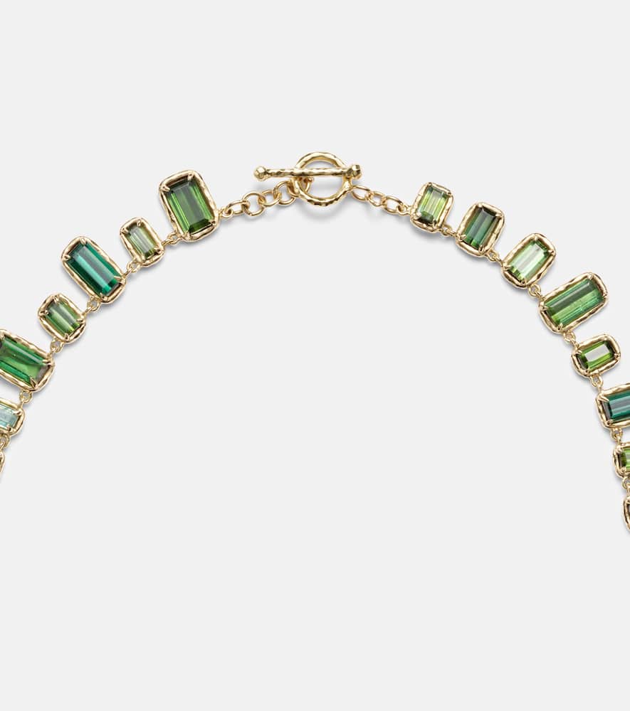 Octavia Elizabeth Bermuda Botany Eternity 18kt Gold Necklace With Tourmalines In Multicoloured