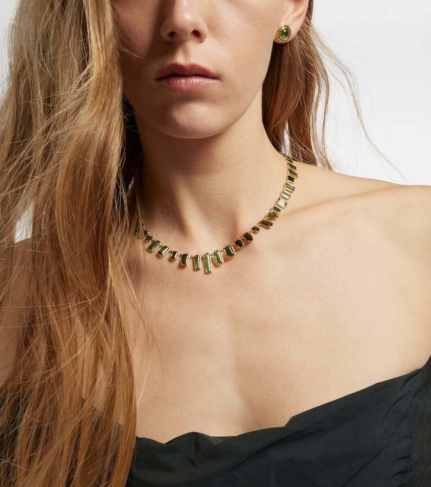 Octavia Elizabeth Bermuda Botany Eternity 18kt Gold Necklace With Tourmalines In Multicoloured