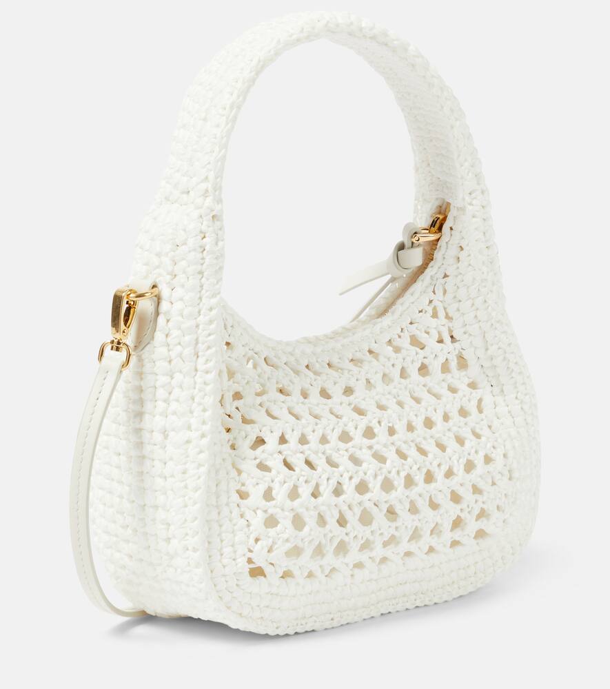 Miu Miu Wander Small Leather-trimmed Shoulder Bag In White