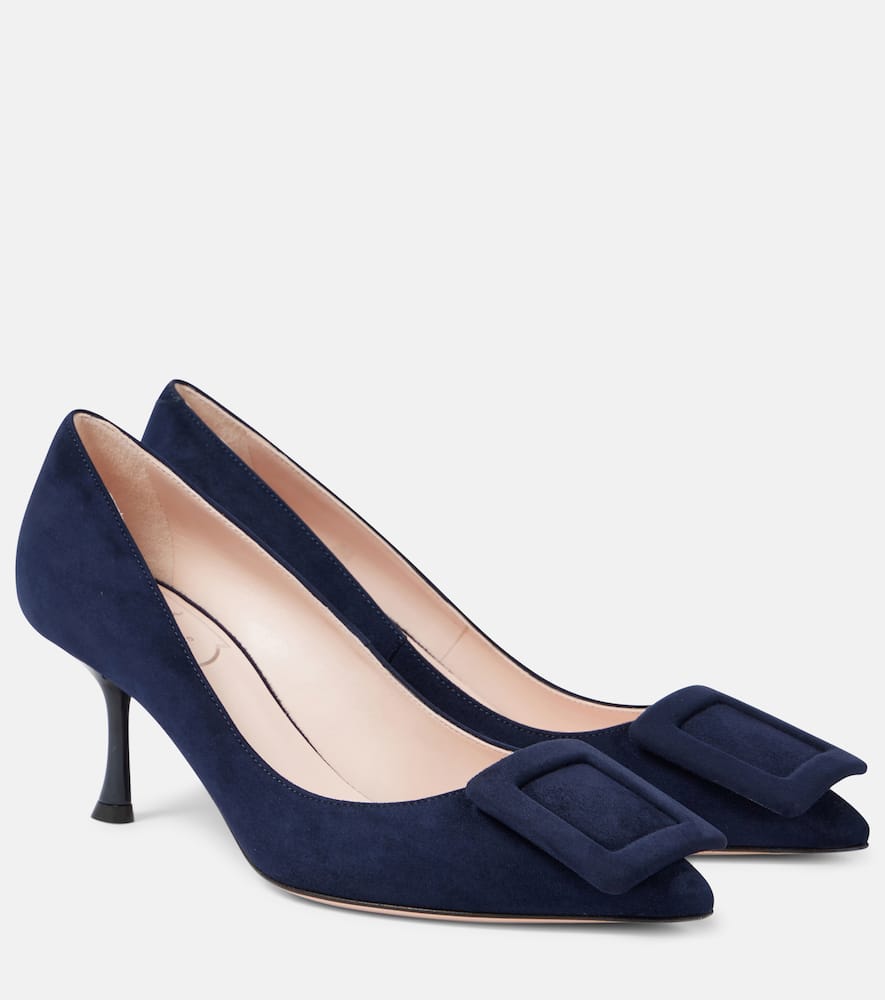 Roger Vivier Viv In The City Suede Buckle Pumps In Blue