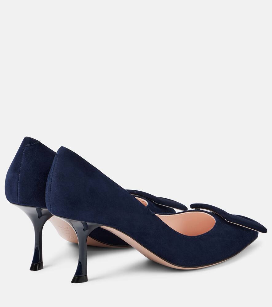 Roger Vivier Viv In The City Suede Buckle Pumps In Blue