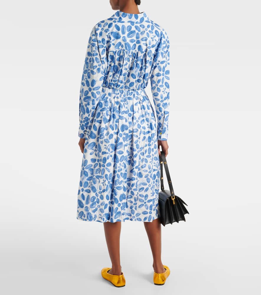 Marni High-rise Cotton Midi Skirt In Blue