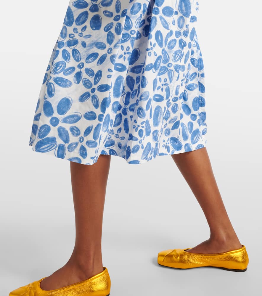 Marni High-rise Cotton Midi Skirt In Blue