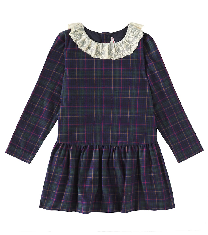 Bonpoint Mariela lace-trimmed plaid cotton dress