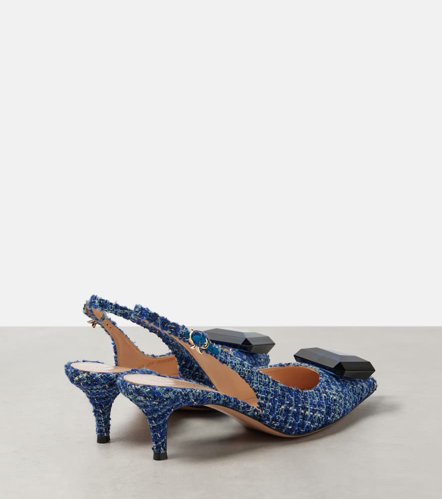 Gianvito Rossi Jaipur 55 Bouclé Slingback Pumps In Blue