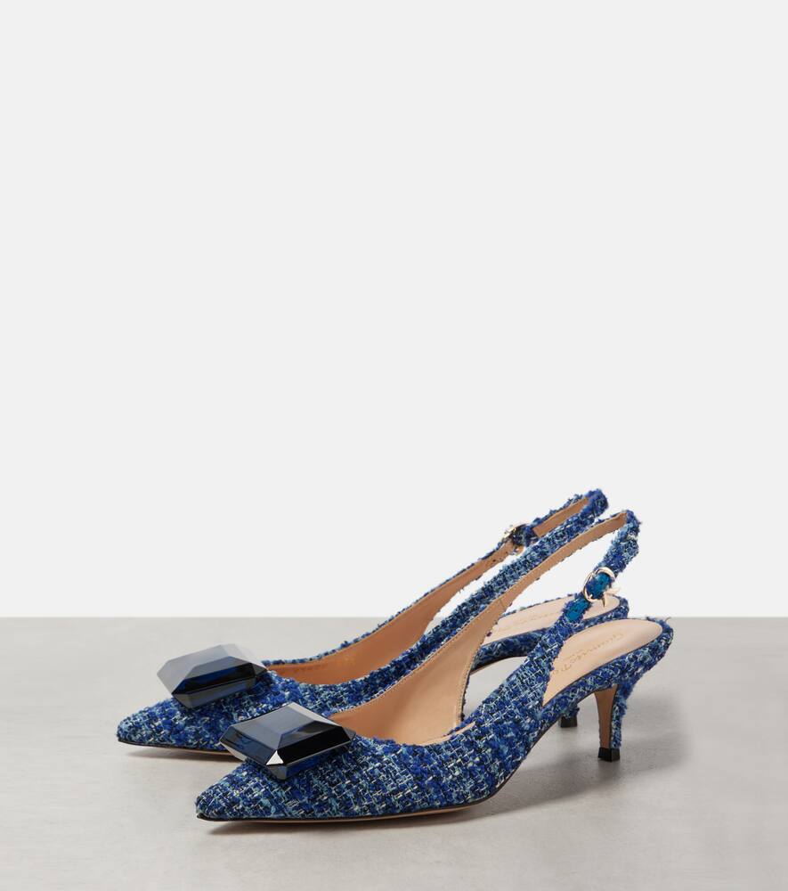 Gianvito Rossi Jaipur 55 Bouclé Slingback Pumps In Blue