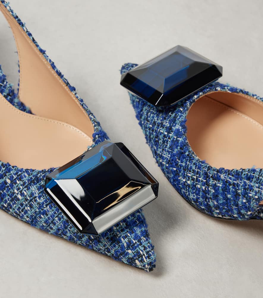 Gianvito Rossi Jaipur 55 Bouclé Slingback Pumps In Blue