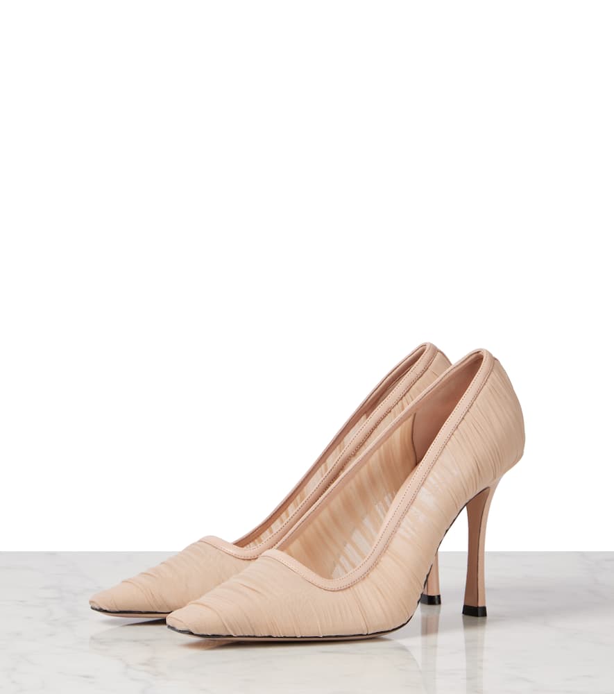 Jimmy Choo 100mm Lotta Tulle Pumps In Beige