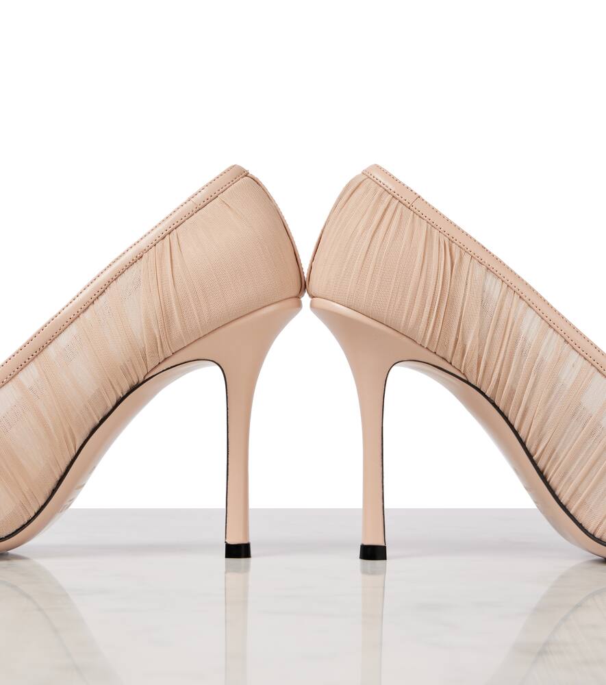 Jimmy Choo 100mm Lotta Tulle Pumps In Beige