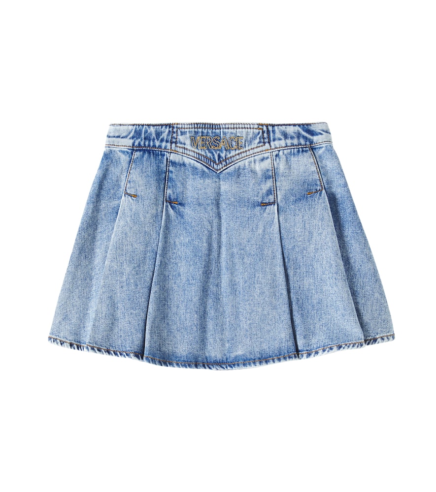 VERSACE EMBROIDERED DENIM SKIRT