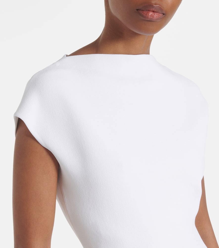 Alaïa Womens Peplum Cap-sleeves Knitted Top Blanc In White